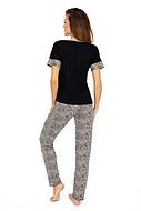 Top and pants pajamas, short sleeves, V-neckline, leopard (pattern)